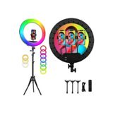 Asfal Kumandalı, 21 Inç Rgb Renkli Işık 210 Cm Tripod Tiktok, Makyaj, Youtuber Ring Light