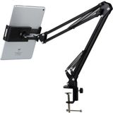 Asfal Masaüstü Metal Telefon ve Tablet Standı Süspansiyonlu 6" 11" Esnek Uzun Kollu 360 Derece Dönen - Siyah