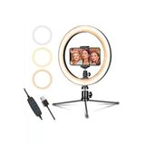Asfal Masaüstü Mini Tripod 10' Ring Light Led Işık Halka Işık Youtuber, Selfie Işığı Masa Lambası 3 Renkli