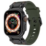 Asfal Metal Başlıklı Apple Watch Uyumlu Şık Kordon - Siyah - Yeşil