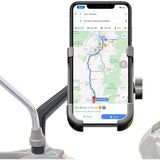 Asfal Motosiklet Scooter İçin Metal Ayna Bağlantılı 360° Dönen Telefon Tutucu Geniş Uyumluluk