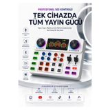 Asfal Profesyonel Canlı Yayın Ses Kartı Bluetooth Podcast Mikrofon Mixer Karaoke Gaming Ses Mikseri