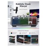 Asfal RGB Aydınlatmalı Kablolu Oyuncu Klavyesi – Dayanıklı Gövde, Ergonomik Tasarım, Tam Boy Klavye