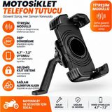 Asfal Titreşim Modüllü Ayna Bağlantılı Motosiklet Telefon Tutucu 360° Dönen 4.7-7.2 Inç Uyumlu Scooter Telefon Tutacağı