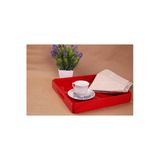 Asfal Tutma Saplı Kırmızı Pleksi Tepsi 25x25 Cm Servis, Kahve, Çay, Sunum Ve Hediyelik Tepsi 3mm