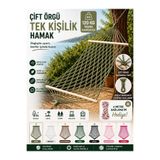 ASG ÇİFT ÖRGÜ RENKLİ İPTEN EL ÖRGÜSÜ TEK KİŞİLİK ŞIK HAMAK 120 KG TAŞIMA KAPASİTESİ SAĞLAM GERGİ AHŞAPLARI