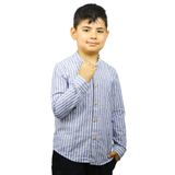 ASG TEKSTİL Mavi Renk Beyaz Çizgili Erkek Çocuk Gömlek