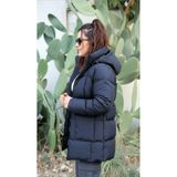 ASG TEKSTİL Siyah Renk Kadın Şişme Mont – Oversize, Ön Cepli, Rüzgar Geçirmez, Kışlık Kapüşonlu