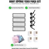 Asgard Grup Robot Vacuum 5 Pro (OV21GL) ile Uyumlu 4 Yan Fırça 4 Filtre 4 Toz Torbası 1 Temizlik Bezi - 14.0