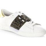 Ash Miss Panthera Beyaz Deri Spor Sneaker Klasik Bağcıklı Yuvarlak Burun Leopar Desenli Kauçuk Taban Kadın Ayakkabı