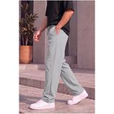 ASHEY Erkek Gri Paraşüt Baggy Pantolon Bol Kesim Bel Lastikli Nefes Alabilen Kumaş
