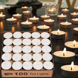 Ashlux Çay Işıkları Mumlar 100 Paket [4,5 Saat Uzun Yanma] [Yanık Temiz] Kokusuz Beyaz Tealight Mumlar Küçük Mini Çay Mumları Beyaz Toplu Çay Işık Mumları Balmumu Eritmek için Sıcak Çay Kahve Güç
