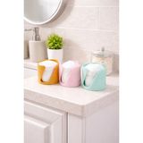 Asi 3D Tasarım Modern 3’lü Banyo ve Makyaj Pamuğu Organizer Seti – Pastel & Gold Düzenleyici Serisi - Çok Renkli