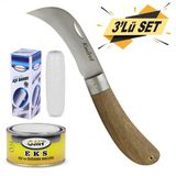 Asi Bicagi Egri Uclu Bag Bicagi Ara Caki + Asi Bandi + Asi Macunu (3Lu Set)