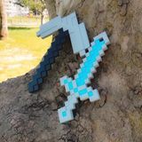 Asi Bursa3dfilament Minecraft Taş Kılıç-Kazma Figürleri 25 cm/ Taş Sword,Pickaxe Gri İkili Set