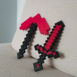 Asi Minecraft Red Stone İkili Set 25 cm / Minecraft Kırmızı Kılıç-Kazma Seti