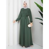 Asia Collection Önü Büzgülü Tesettür Elbise - 48 - Haki