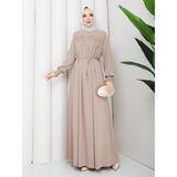Asia Collection Önü Büzgülü Tesettür Elbise - 52 - Bej