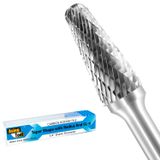 Asieg Tool SL-4 Tungsten Karbür Çapak Döner Dosya Konik Şekil Yarıçap Uçlu Çift Kesimli 1/4" Şaft Kalıp Öğütücü Matkap Ucu için