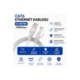 AŞIK STORE 10 Metre CAT6 Fabrikasyon Ethernet Kablosu 1000 Mbps Gigabit LAN İnternet Kablosu RJ45