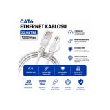 AŞIK STORE 30 Metre Cat6 Fabrikasyon Ethernet Kablosu 1000 Mbps Gigabit Lan Internet Kablosu RJ45