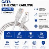 AŞIK STORE 5 Metre Cat6 Fabrikasyon Ethernet Kablosu 1000 Mbps Gigabit Lan Internet Kablosu RJ4555