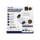 AŞIK STORE 50 Metre Premium Anten Kablosu %100 Bakır İç İletken Contalı Black F Konnektör Çakılı Koaksiyel TV Uydu Kablosu