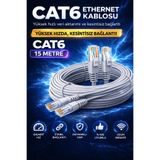 AŞIK STORE CAT6 Ethernet Kablosu 15m Gigabit LAN Kablosu Yüksek Hızlı İnternet Kablosu