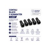 Aşık Store Contalı Black F Konnektör 5 Adet Siyah Uydu Anten Kablo Tv Koaksiyel Kablo Bağlantı Ucu