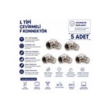 Aşık Store L Tipi Çevirmeli F Konnektör 5 Adet 90 Derece Uydu Anten Kablo Tv Bağlantı Aparatı