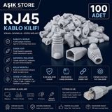AŞIK STORE RJ45 Kablo Kılıfı 100 Adet Cat6 CAT5E Ethernet Boot Koruyucu Konnektör Kılıfı Esnek Pvc Gri