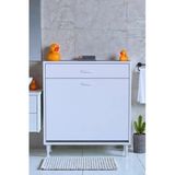Asil 80 Cm Kirli Çamaşır Sepetli Banyo Dolabı 1 Çekmeceli Mutfak Çok Amaçlı Dolap 80X88x32,5 Cm
