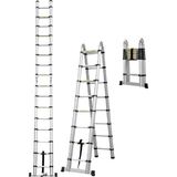 Asil A Tipi Teleskopik Alüminyum Merdiven 8+8 Basamak | 2,5+2,5 M Uzayan | Katlanır | Kaymaz Ayaklı | Çok