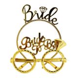 Asil Acar Home Bride Yazılı Taç ve Bride To Be Yazılı Gözlük Seti Altın Renk