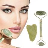 Asil Acar Home BUFFER® Çift Taraflı 2li Cilt Yüz Masaj Aleti Jade Roller Yeşim Taşı Seti