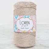 Asil Acar Home Loren Soft Star Makrome İpi Gümüş Simli Bej RM101