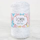 Asil Acar Home Loren Soft Star Makrome İpi Gümüş Simli Beyaz RM10