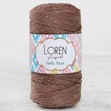 Asil Acar Home Loren Soft Star Makrome İpi Gümüş Simli Kahverengi