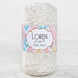 Asil Acar Home Loren Soft Star Makrome İpi Sarı Simli Krem RM103
