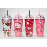Asil Acar Home Sevimli Hello Kitty Işıklı Pipetli Boncuklu Suluk & Bardak 400 ml ALK3145 - Çok Renkli