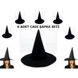 Asil Acar Home Siyah Cadı Şapkası Keçe Yetişkin Boy 6 Adet