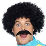 Asil Acar Home Siyah Scouser Erkek Kısa Peruk ve Bıyık Seti
