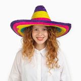 Asil Acar Home Sombrero Meksika Şapkası Renkli Örme Hasır Çocuk Boy