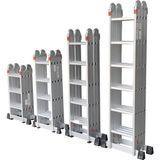 Asil Çok Amaçlı Alüminyum Katlanır Akrobat Merdiven 150 kg Taşıma Kapasiteli EN131 Sertifikalı | 4x3 / 4x4 / 4x5 / 4x6 Basamak Seçenekleri - 4x4 Basamak