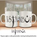 Asil Hediyelik Çift Yön Renkli Baskılı İstanbul Ay-Yıldız Silüeti-Şehir Kupa Bardak