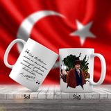 Asil Hediyelik Çift Yön Renkli Kalpaklı Mustafa Kemal Atatürk Ve Unutulmayan Sözleri-Kupa Bardak