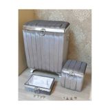ASİL HOME ELEGANCE Asilhomeelegance Mdf Ipek Kadife Çeyizlik 3lü Kirli Çamaşır Sepeti Banyo Seti As320