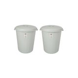 Asil Konsept 2 Adet 70 Lt Kapaklı Yuvarlak Plastik Büyük Boy Çöp Kovası Su Et Kovası Gri Varil