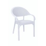Asil Konsept Capissi Bambu Rattan Plastik Kollu Bahçe Balkon Teras Sandalye Kolçaklı Beyaz