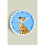 Asil Leopar Modern Duvar Saati - Çocuk Odası Duvar Saati - 35cm - Önü Camlı Beyaz Kasa, JH1087S35BKP
